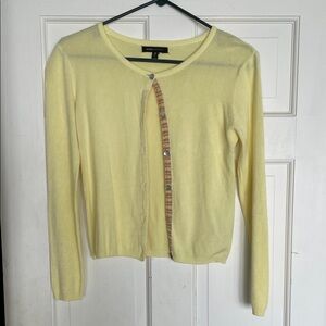 BCBG Yellow Cardigan with Striped Trim